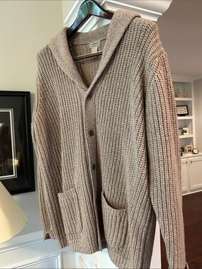 L.L. Bean Men’s  Shawl-Collar Cardigan – Taupe